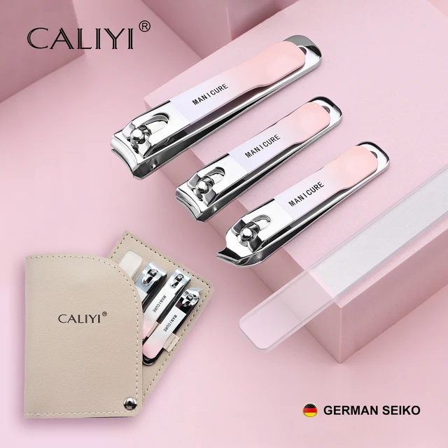 CALIYI 4 szt. Przenośne obcinacz do paznokci pilnik do paznokci paznokci obcinacz do paznokci odporne na zachlapania nożyczki do paznokci Nail Art narzędzie do Manicure