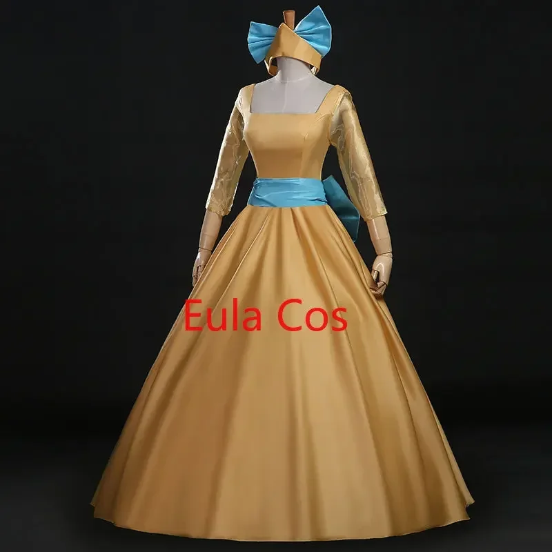 

Princess Anastasia Cosplay Yellow Costume with Hair Accessory Halloween Costumes for Women