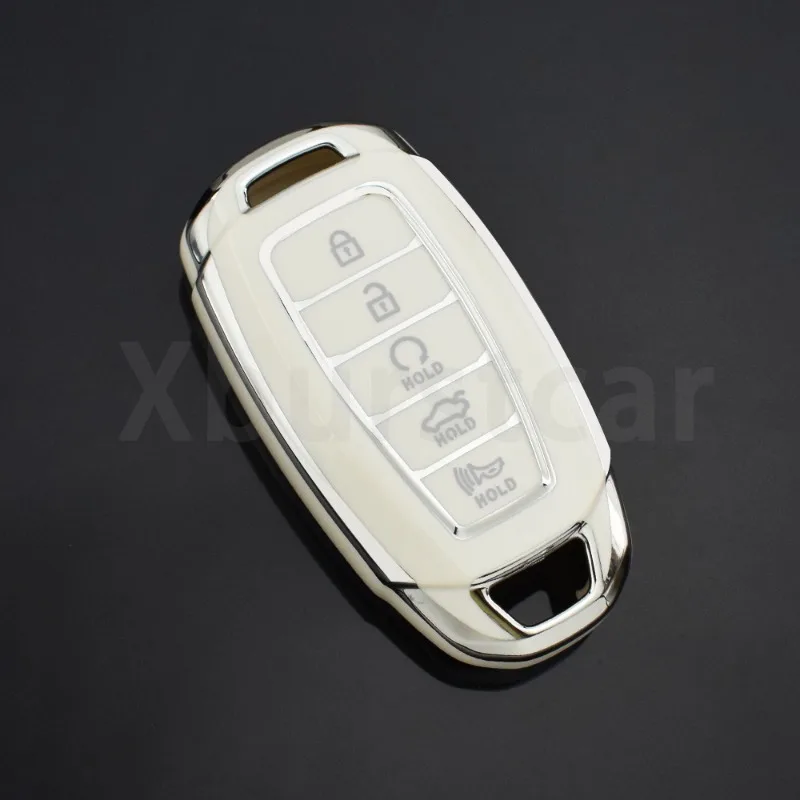 For Hyundai Solaris Sonata Palisade Kona Creta I20 I30 Grandeur Accent Atos IX35 IX25 Elantra 5Buttons Car Key Case Holder Cover