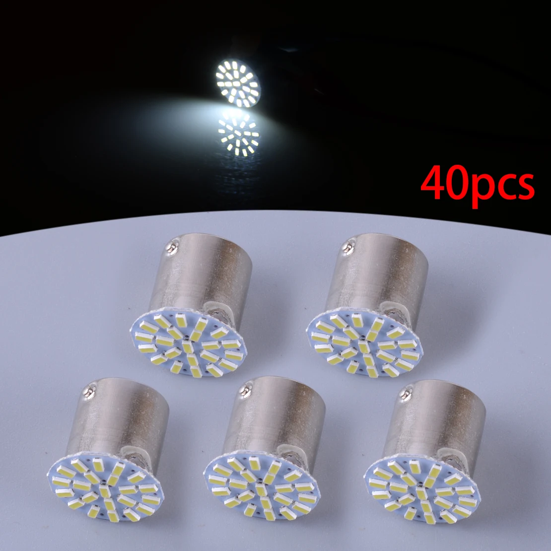 40Pcs 22SMD LED Tail Turn Signal Backup Light Bulbs For Car RV Trailer Truck Motorcycle Scooter Motorhome SUV 1156 BA15S P21W