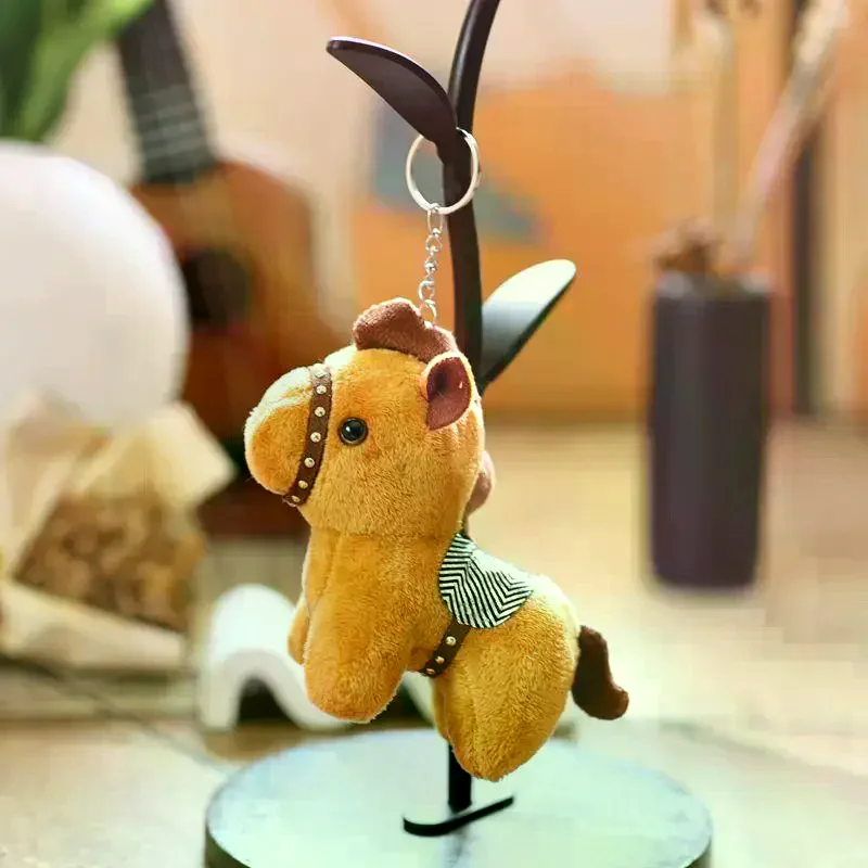 1Pcs Horses Plush Hanging Decor ​​Stuffed Animal Horse Key Ring Cute Pony Doll Backpack Ornaments Pendant Kids Toy