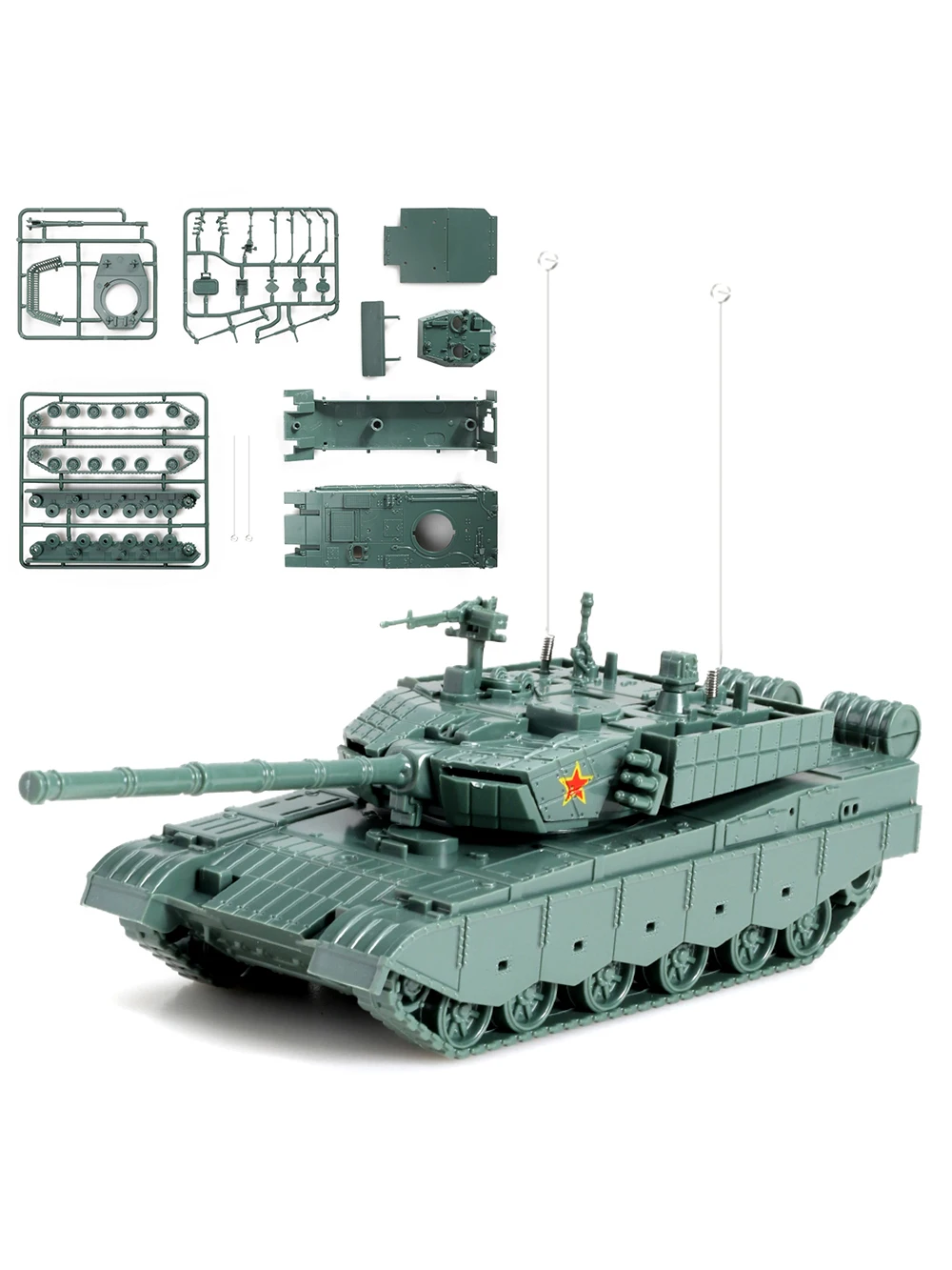 ViiKONDO Military Vehicle Army Men Tank Toy Easy Model Kit 1/72 Scale China ZTZ-99A Main Battle Green Plastic Fast Assembly Gift