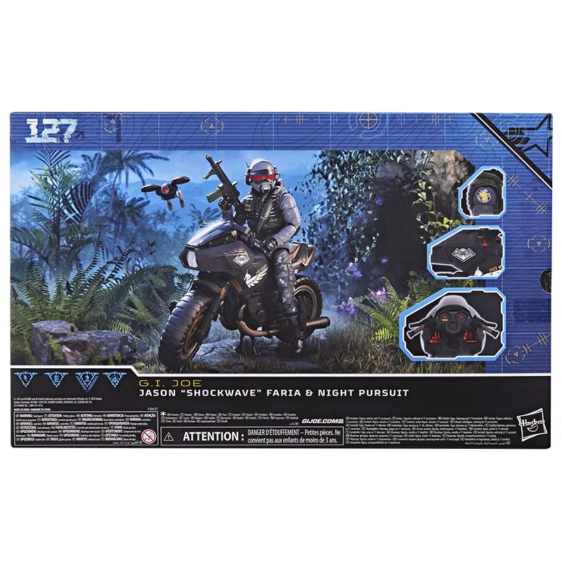 Hasbro G.I.JOE serie clasificada 127 Jason Shockwave Faria & Night Pursuit ciclo vehículo conjunto Original figura de acción modelo de juguete