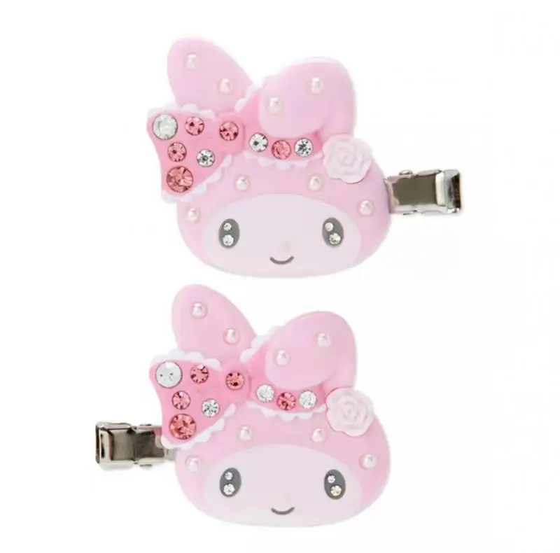 Sanrio 2023 Cherry Blossom Series Pink Color Bright Diamond Hairpin Bangs Clip Kitty Cinnamoroll Mymelody Kuromi Hairpin Toy