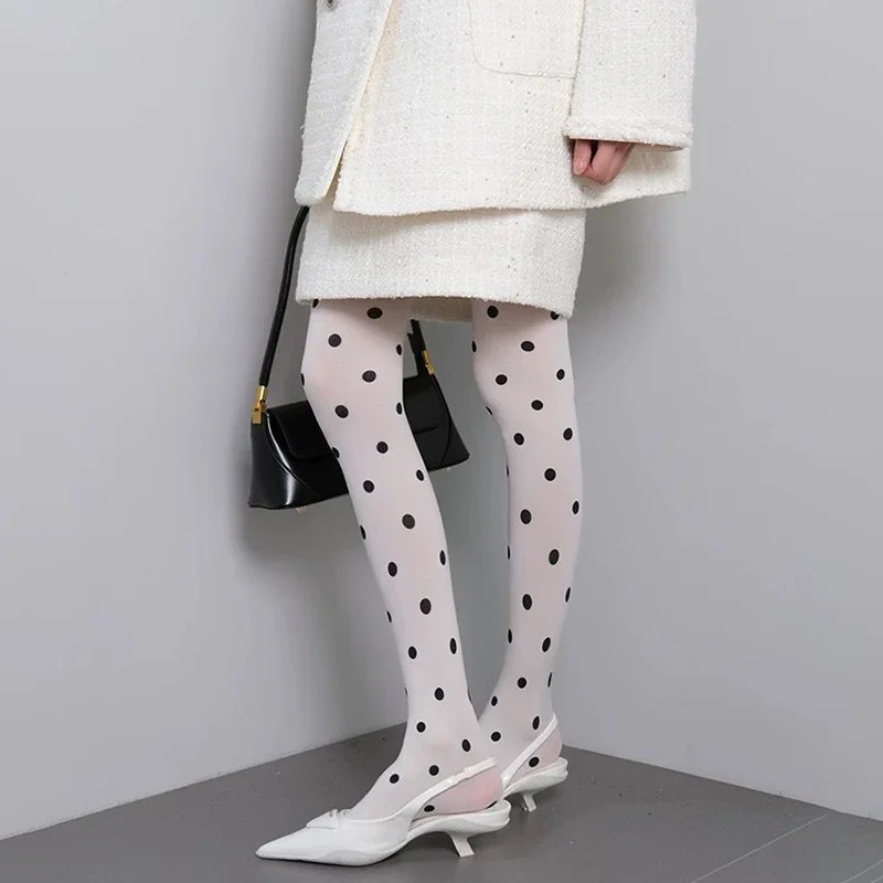

Tornova Vintage Women's Pantyhose Fashion Sexy Crash Tights Spring Autumn Polka Dot Stockings Super Elastic Bottoms Y2k Female