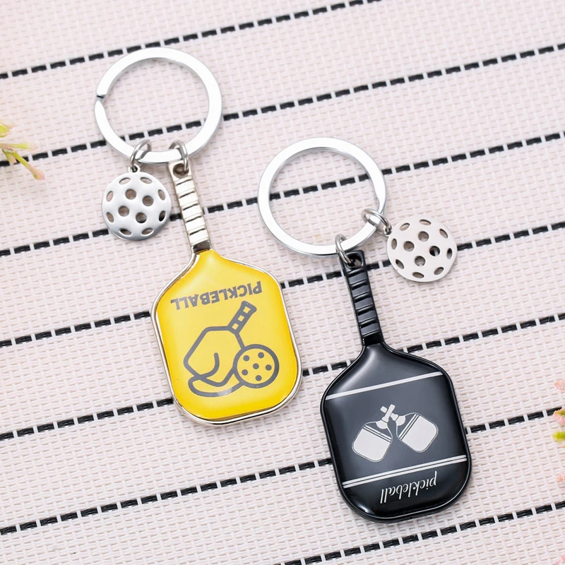 Zinc Alloy Pickleball Racket Keychain For Bags Wallets Car Key Pendants Cute Mini Pickleball Sports Souvenir Keychain