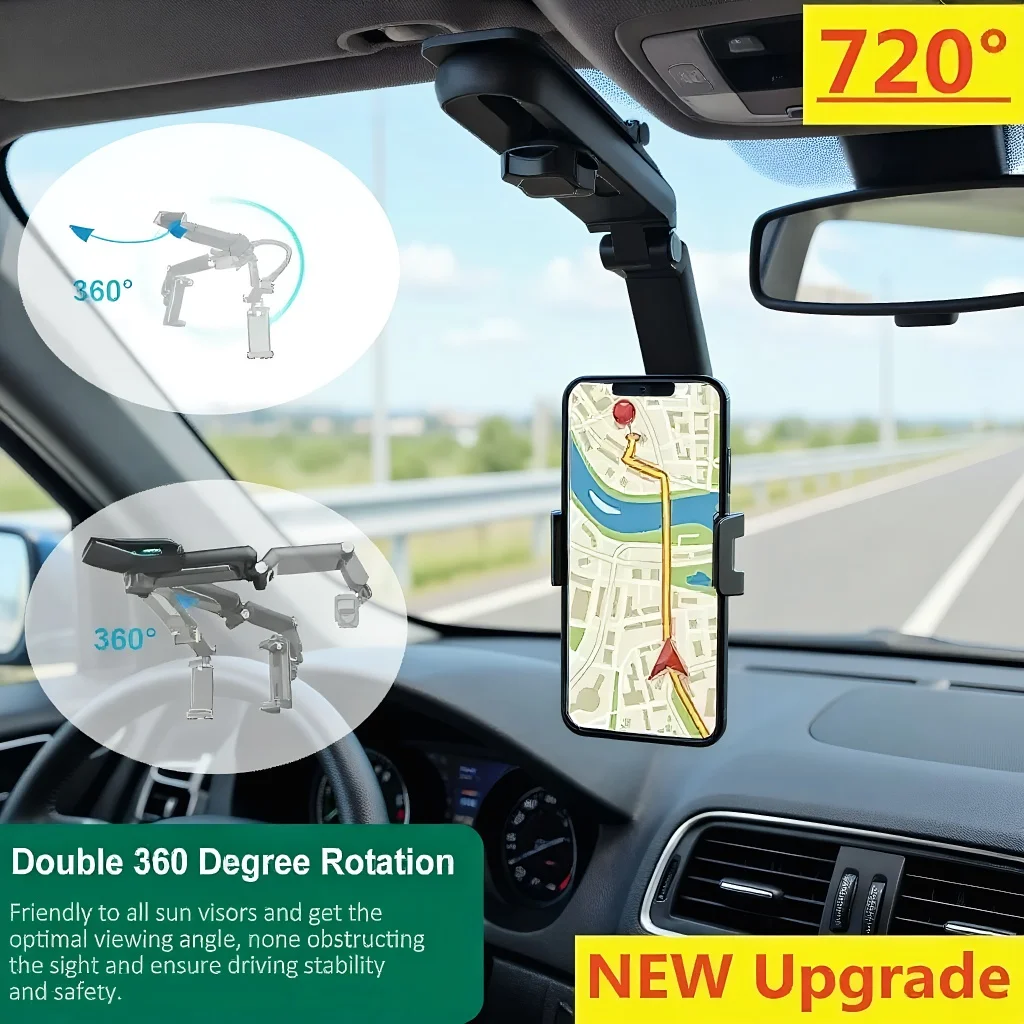 

​ ​ 720 ° Вращающийся автомобильный держатель для телефона с солнцезащитным козырьком — универсальная автомобильная подставка для GPS-навигации ​ ​