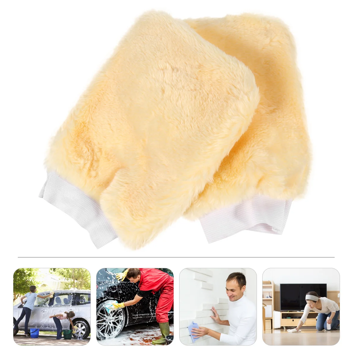 

2pcs 1 Pair Car Wash Mitt Premium Fabric Double Side Dirt-Removal Auto Cleaning Tool Lightweight Scratch- Glove For Car