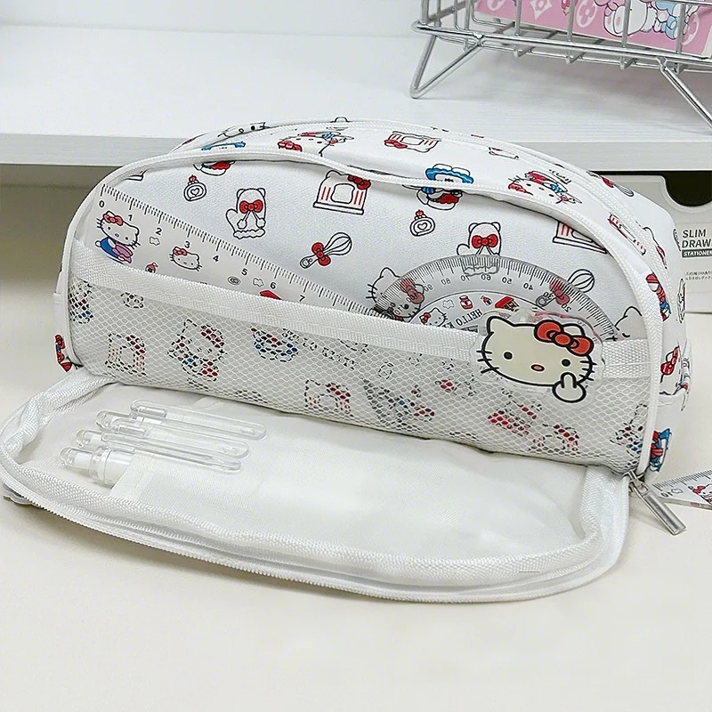 

1 Kitty cat pencil bag ins Japanese style high value girly stationery bag cute student large capacity drawstring pencil bag