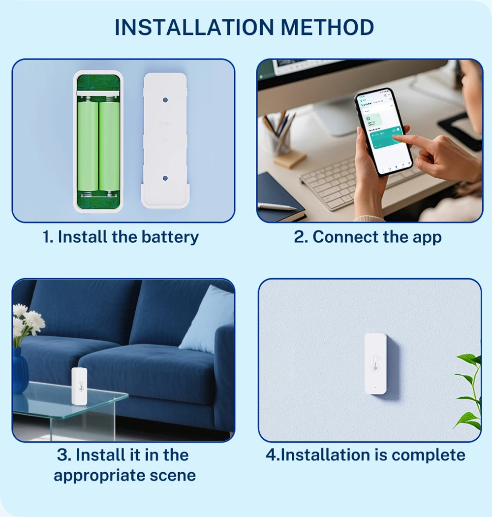 Intelligenter Zigbee 3.0 Temperatur- und Feuchtigkeitssensor, Smart-Thermometer-Hygrometer, Echtzeit-App-Fernalarm für Tuya 2MQTT Alexa Google – Detail 13