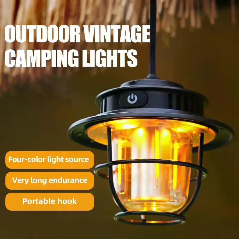 

E2 Retro Portable Camping Lantern Waterproof Emergency Tent Light Stepless Dimmable Hanging Tent Lamp for Outdoor Hiking Working
