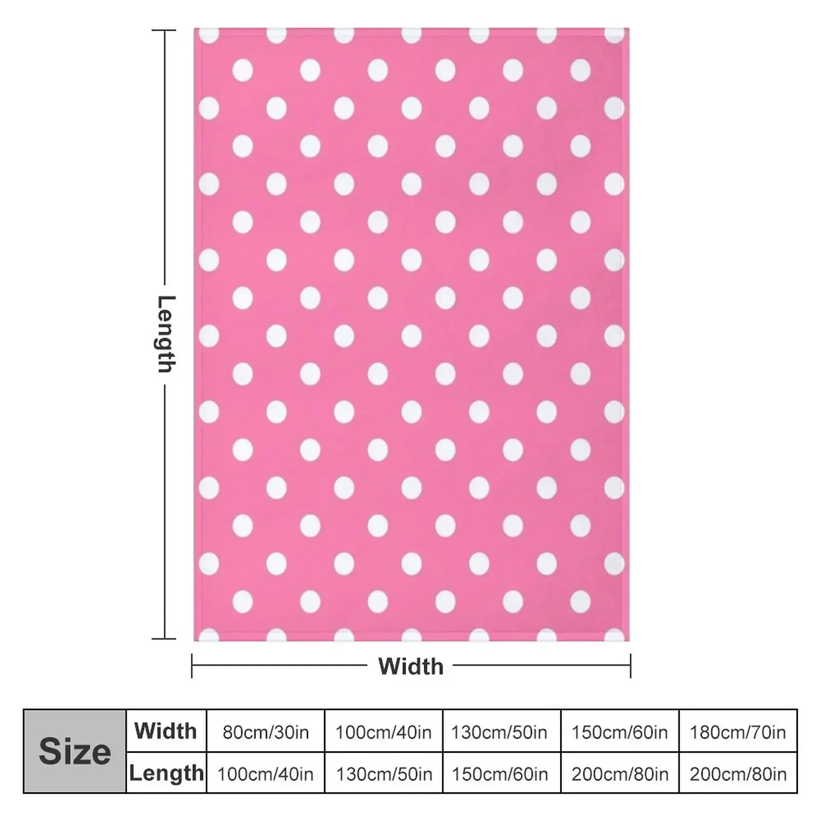Pink and White Polka Dots Pattern Throw Blanket Cozy Home Blanket Gift for Christmas Holiday