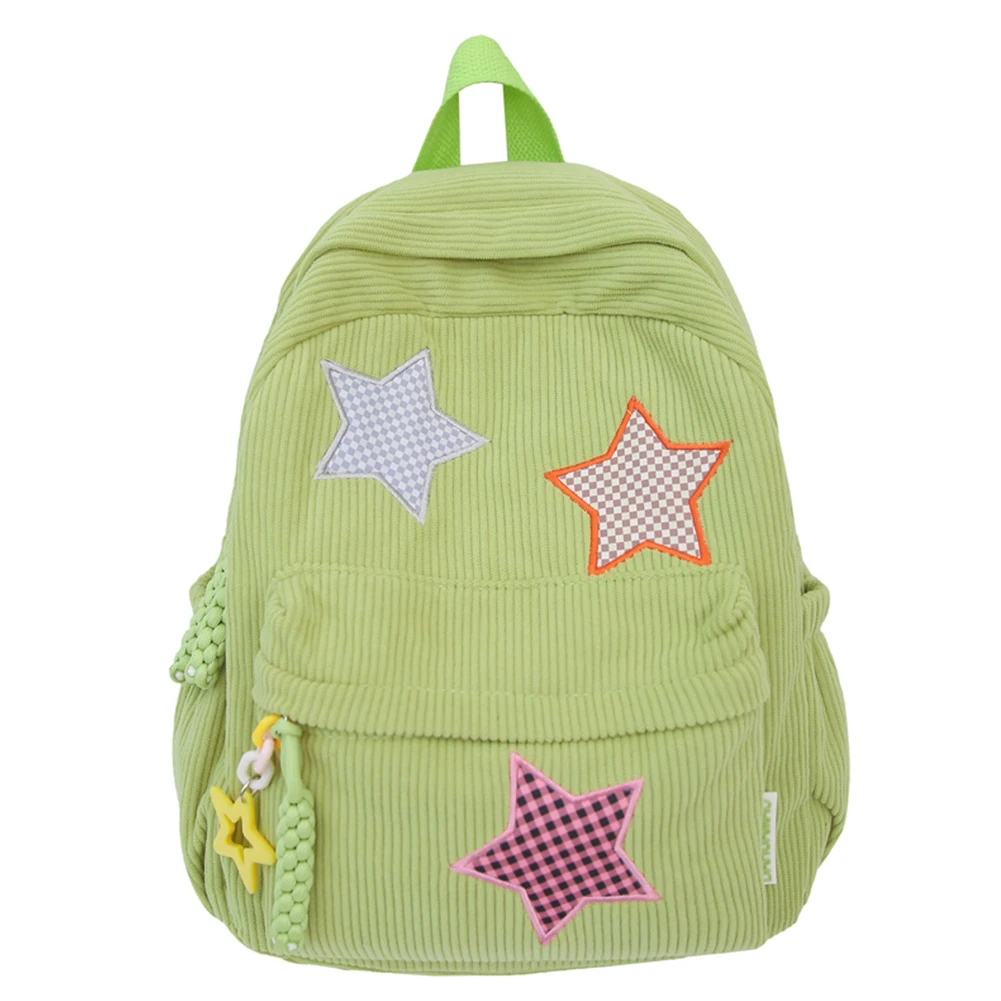 Large Capacity for Women Daypack Corduroy Star Backpack Kawaii Book Bag Trendy School Bag for Outdoor Campus Travel