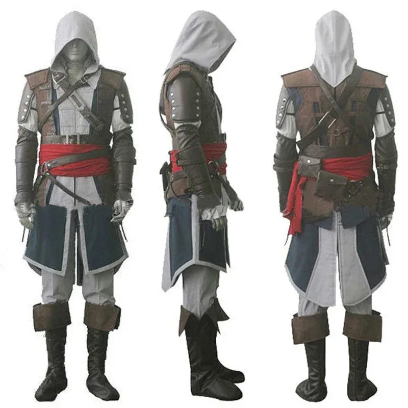 Costume cosplay cinematografico Creed Bandiera nera Kenway Uomo Donna Abiti uniformi Personalizzazione completa Abito da festa di Halloween