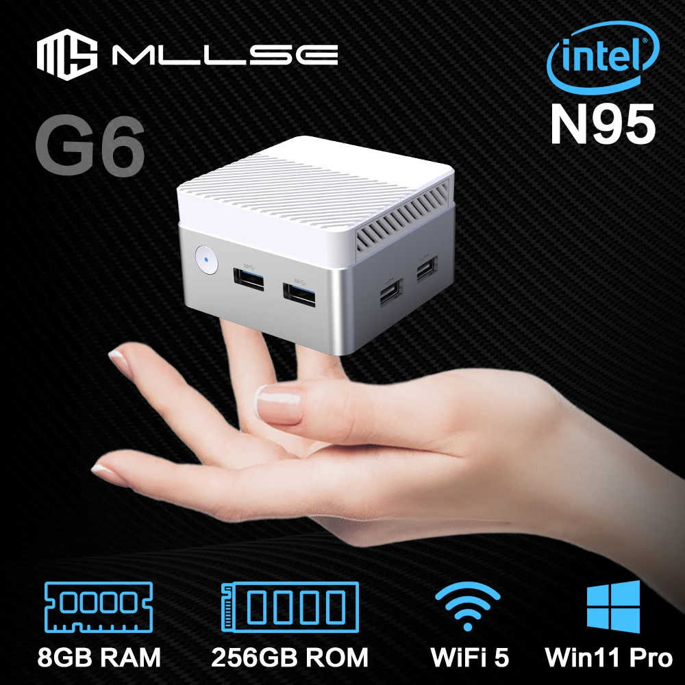 MLLSE G6 PC Mini Alder Lake N95 Windows 11 Intel 12 DDR5 RAM 8GB ROM 256GB WiFi 5 BT4.2 komputer Desktop Pc Mini bekerja