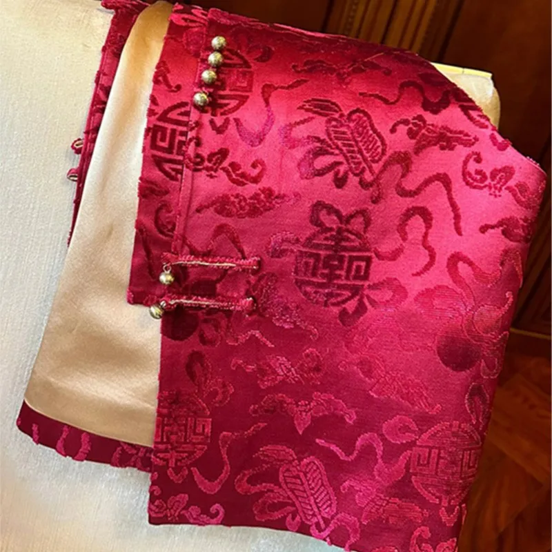 Nieuwe Chinese Stijl Rode Jacquard Vest Vrouwen