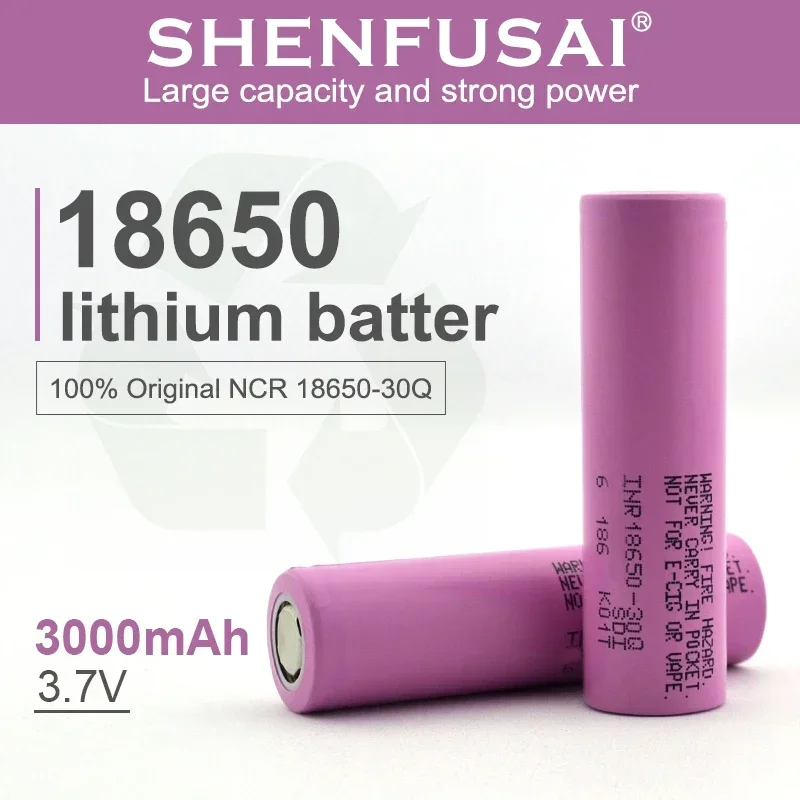 18650  30Q 3.7V 3000mAh lithium battery with large capacity, used for wireless mouse, alarm clock