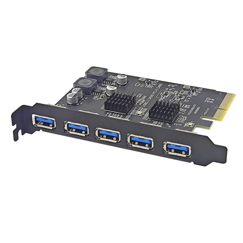 Nueva tarjeta de expansión PCI Express PCI-E X4 USB HUB adaptador USB 3,2 Gen2 10Gbps 5 puertos USB3.2 PCIE agregar tarjetas para computadora de escritorio