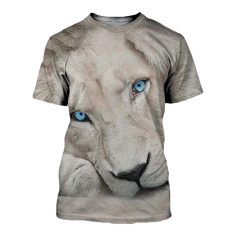 تي شيرت ثلاثي الأبعاد للرجال والنساء بوكر كينج ليونز مطبوع بأكمام قصيرة تي شيرت صيفي ملابس الشارع الشهير Harajuku #3