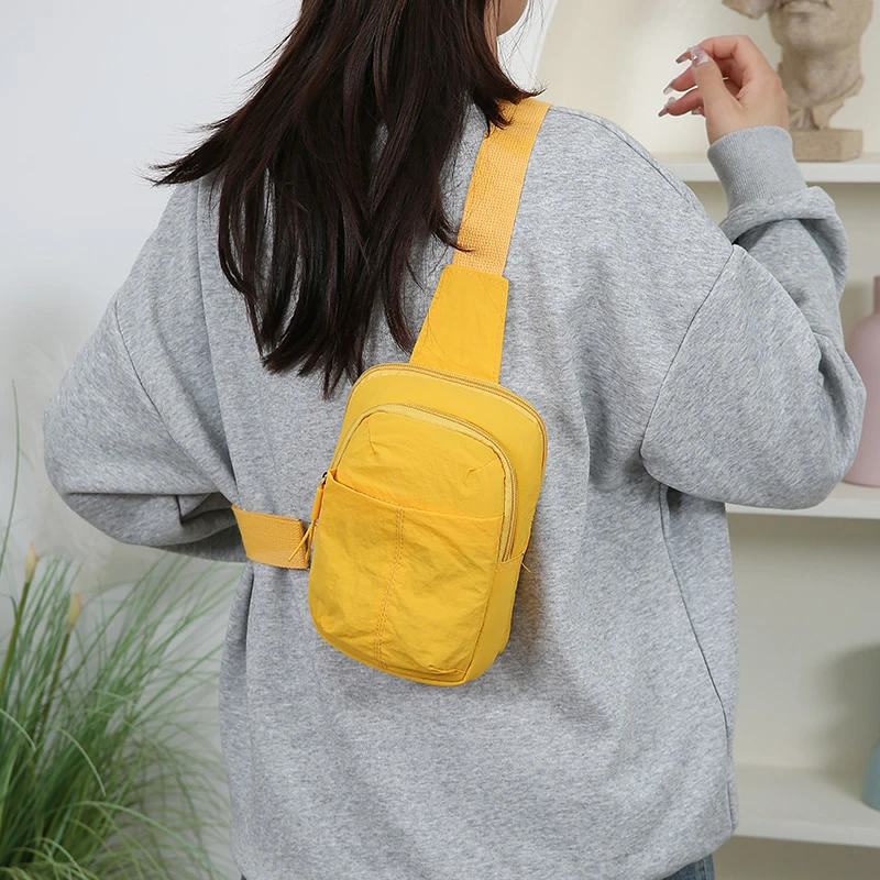 المرأة حقيبة صدر للرجال حقيبة ظهر كروسبودي نوعية جيدة نايلون مقاوم للماء حقيبة كتف صغيرة للرجل لون نقي حقيبة أنثى عادية جديدة #6