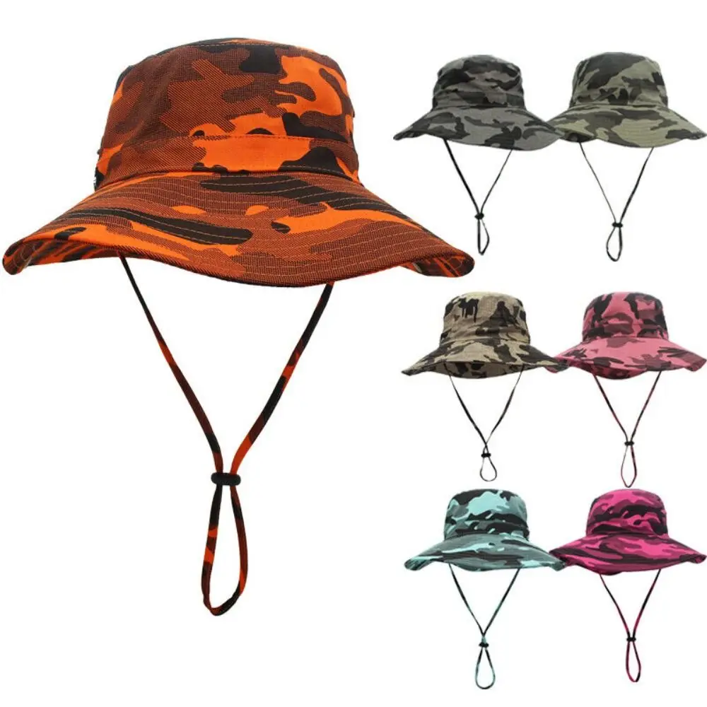 High Quality Cotton Fishing Hat Buttons Rope Travel Cap Wide Brim Summer Beach Sun Hats