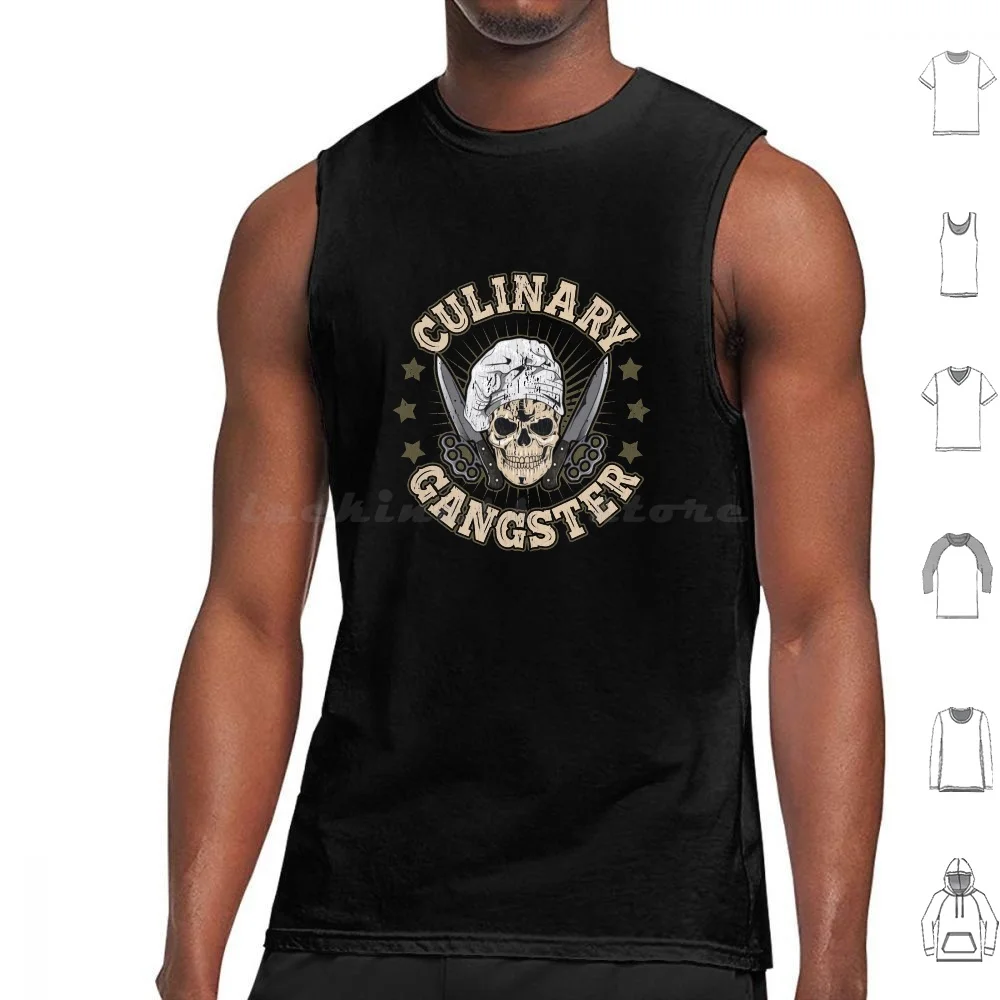 Cute & Funny Culinary Gangster Cooking Pun Tank Tops Vest Sleeveless Culinary Gangster Cooking Gangster Culinary Gangsta
