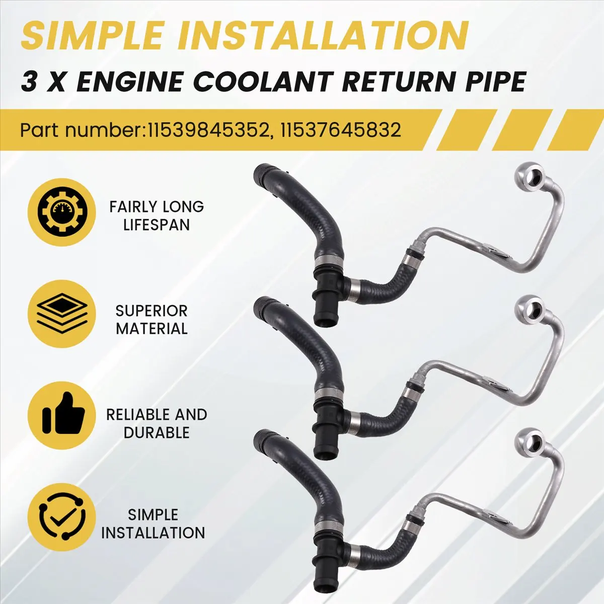 Super Sale 11539845352 3Pcs Turbocharger Coolant Hose for Mini Cooper R56 R57 R58 R60 R61 11537645832 Engine Coolant Return Pipe