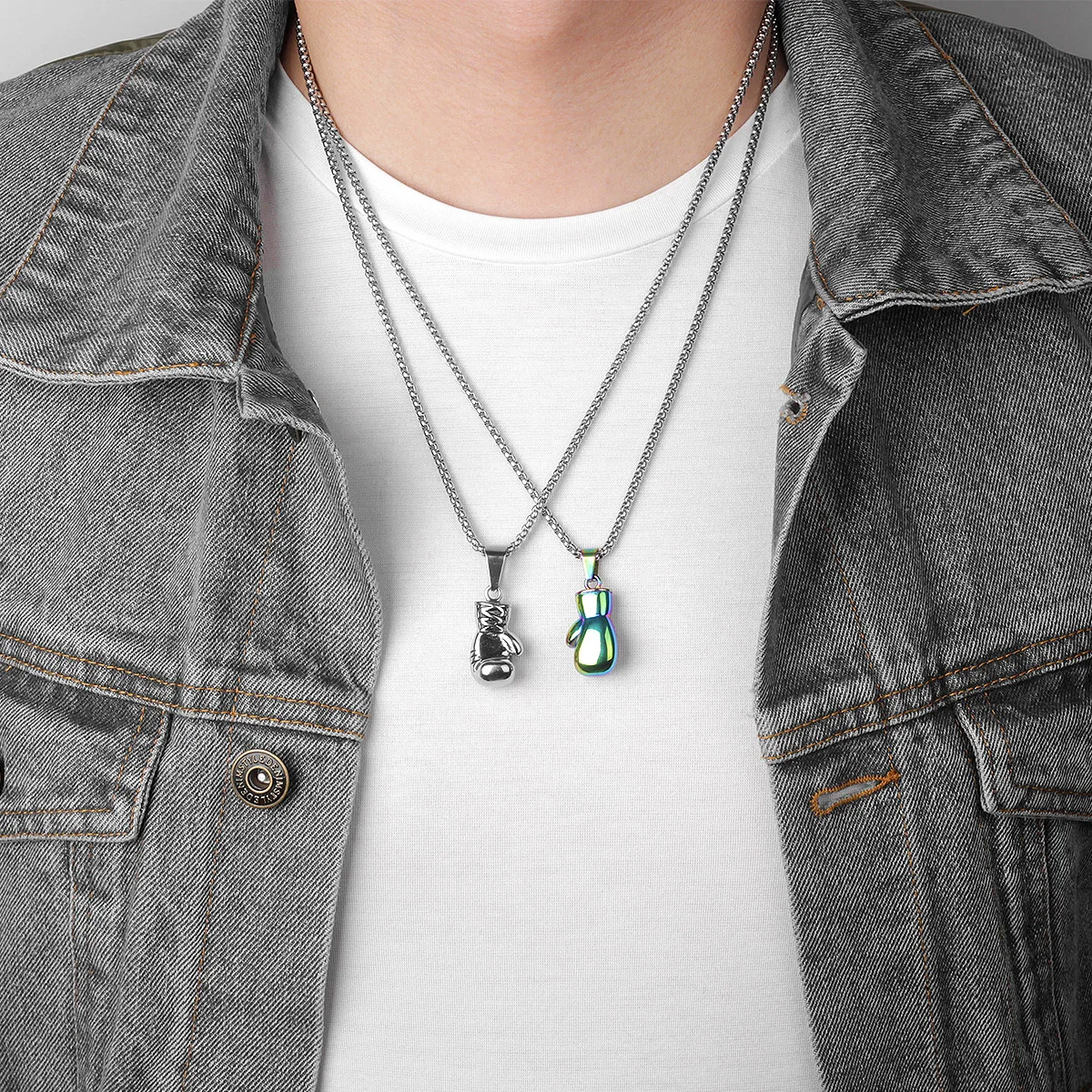 Boxing Gloves Boxer Men Necklaces Pendants Chain Punk Trendy for Boyfriend Stainless Steel Jewelry Creativity Gift Wholesale
