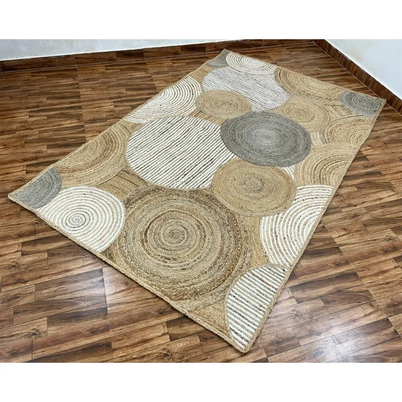 Natural Jute Rug Geometric Handmade Area Rug Runner Jute Carpet