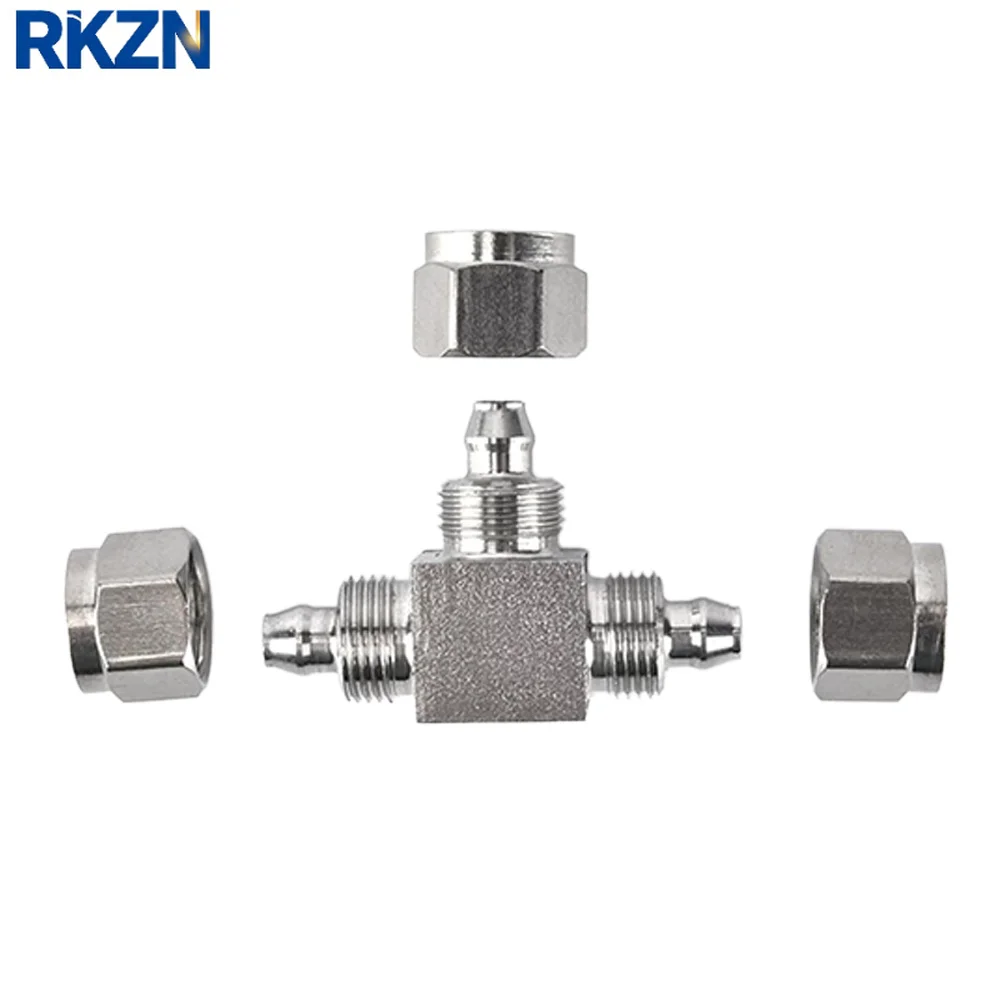 304 Stainless Steel PE PEG Quick-Lock Pneumatic Three-Way Fitting, BSPP Male Thread for 4/6/8/10/12/14/16mm PU Air Tube