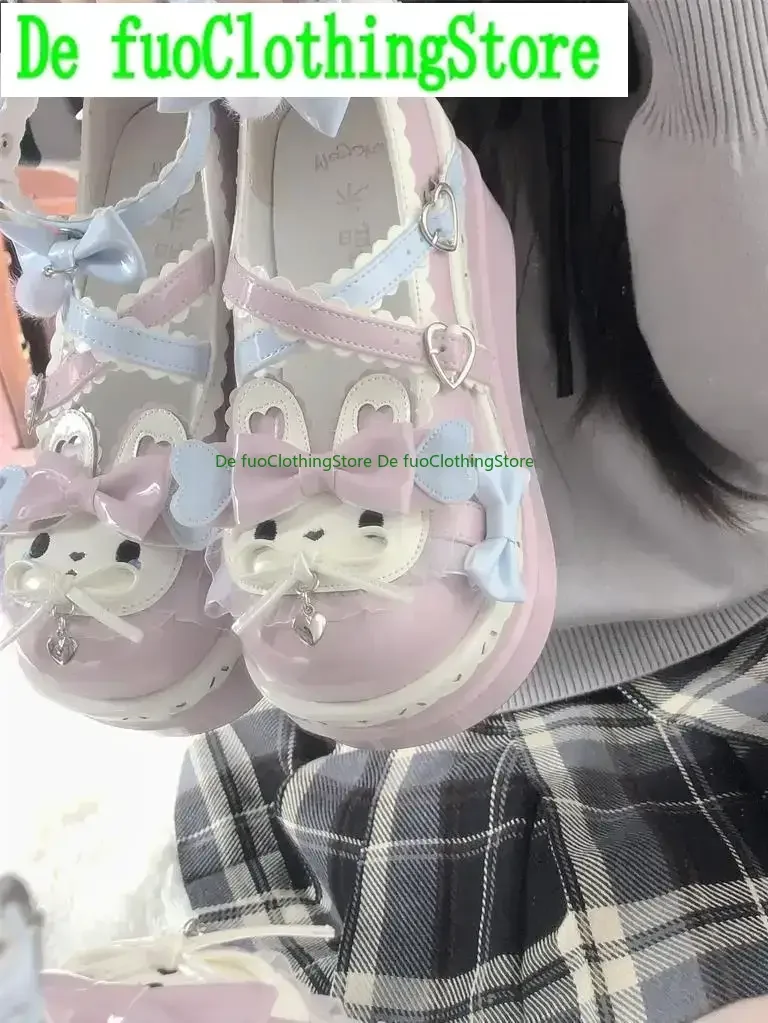College Lolita Shoes Sweet Girl Cute Bow Kawaii Platform Shoes Spring New Daily Y2k Leather Shoes Elegant Lo Pumps