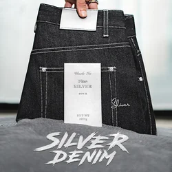 Maden Vintage 13OZ Sliver Denim Jeans for Men Selvedge Raw Denim Autumn Mid-waisted Straight Pants Male Versatile Trousers