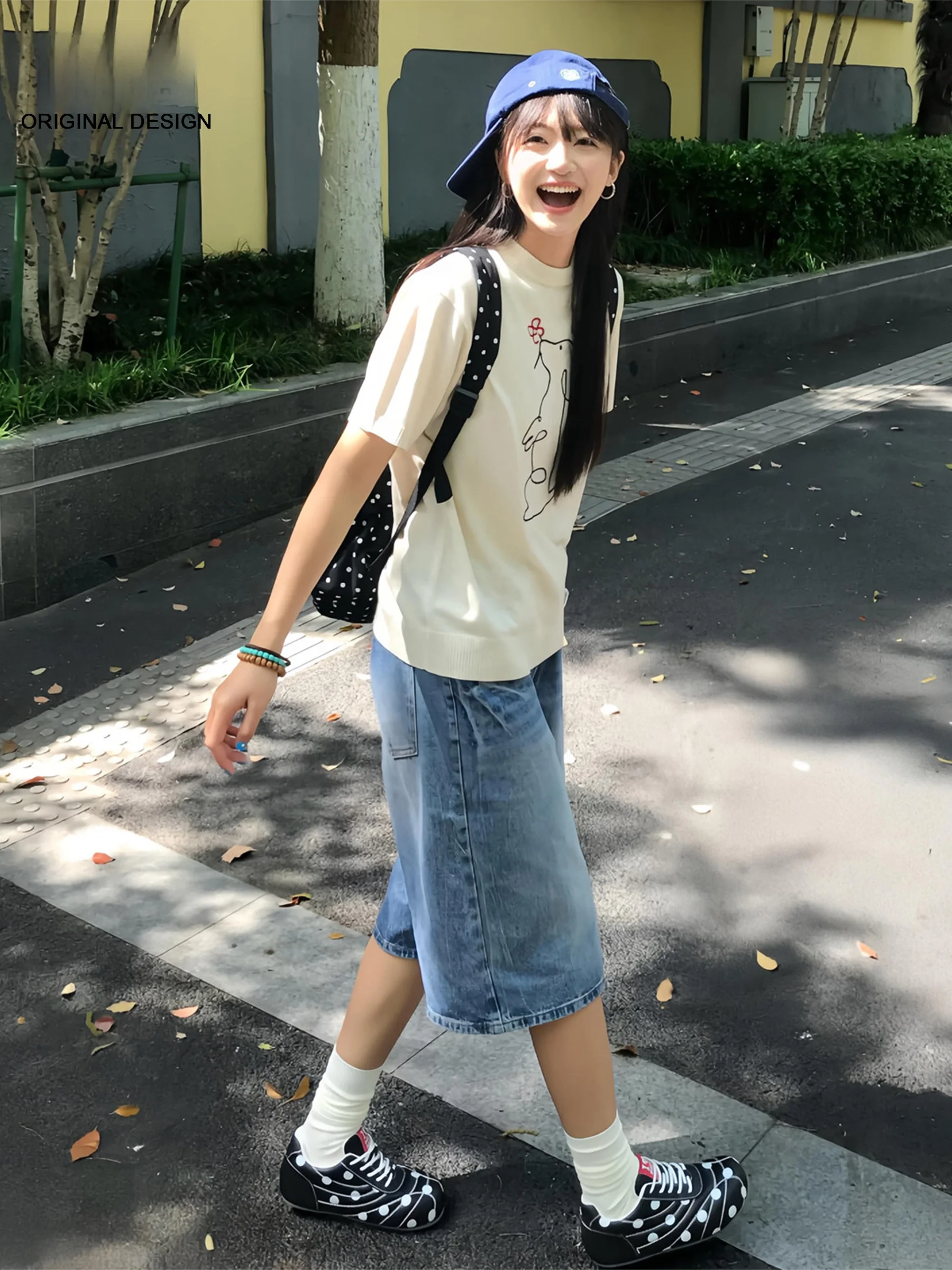 

American Style High Waist Loose Fit Denim Jeans Women's 7/8 Length Pants Summer Casual Straight Leg Wide Leg Slimming