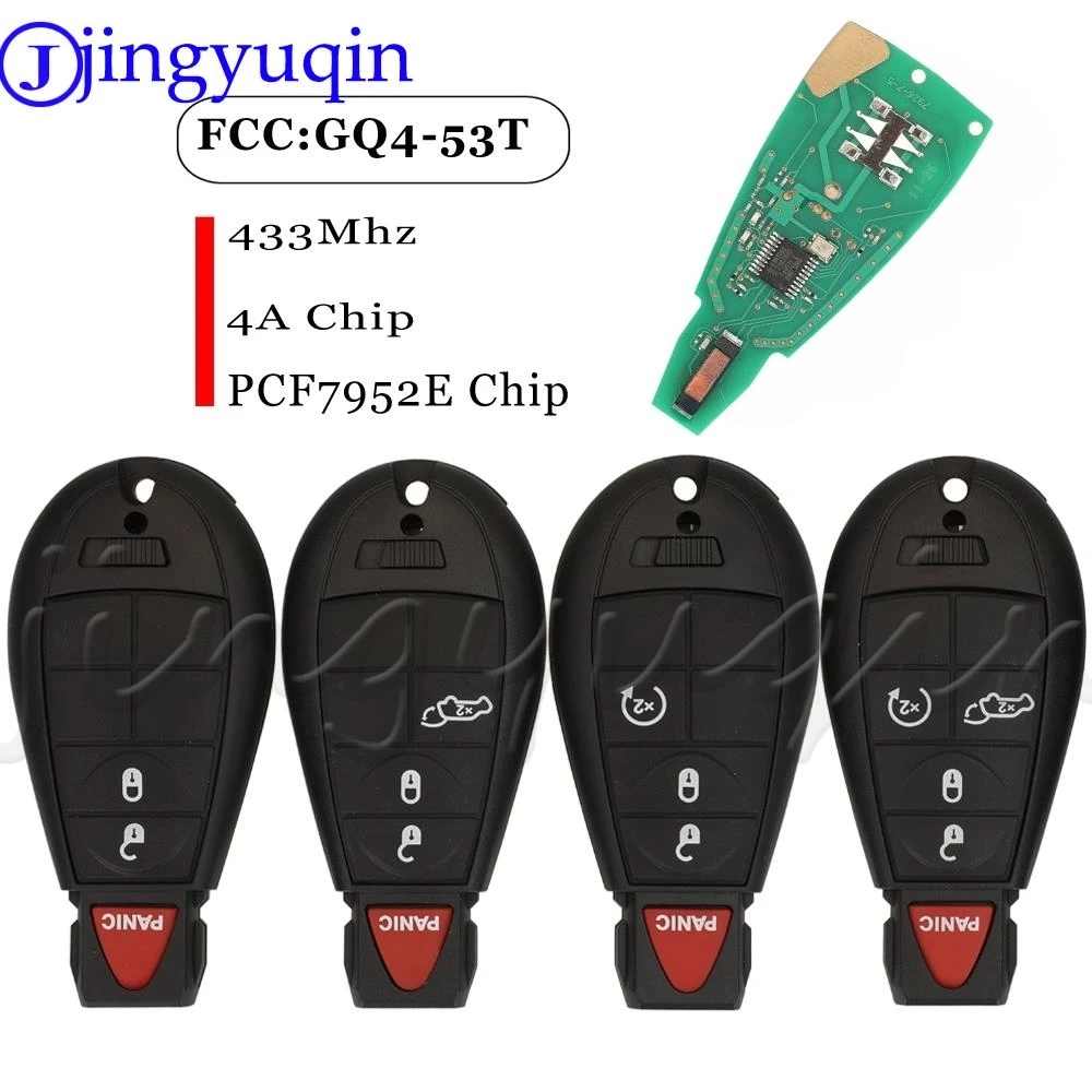 

Jingyuqin Smart Remote Car 433 МГц GQ4-53T 4A PCF7952E чип для Dodge RAM Jeep Cherokee Sport KL Chrysler Town & Country 2014+