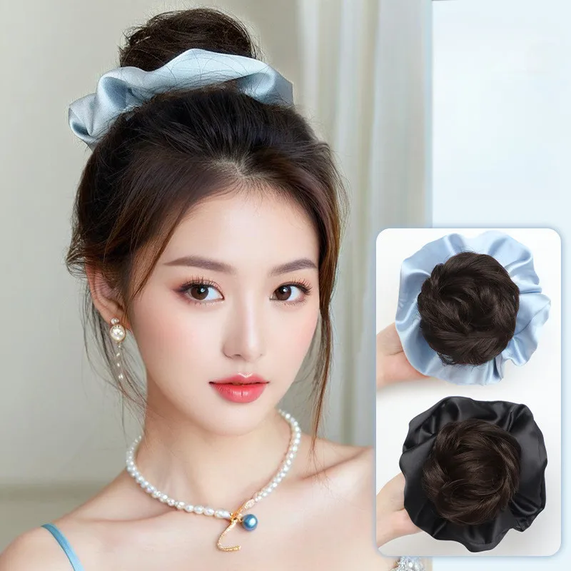 الاصطناعية Chignon 18 سنتيمتر الكورية نمط زهرة برعم كعكة الشعر المرأة مزاجه أنيقة رقيق شعر مستعار كليب