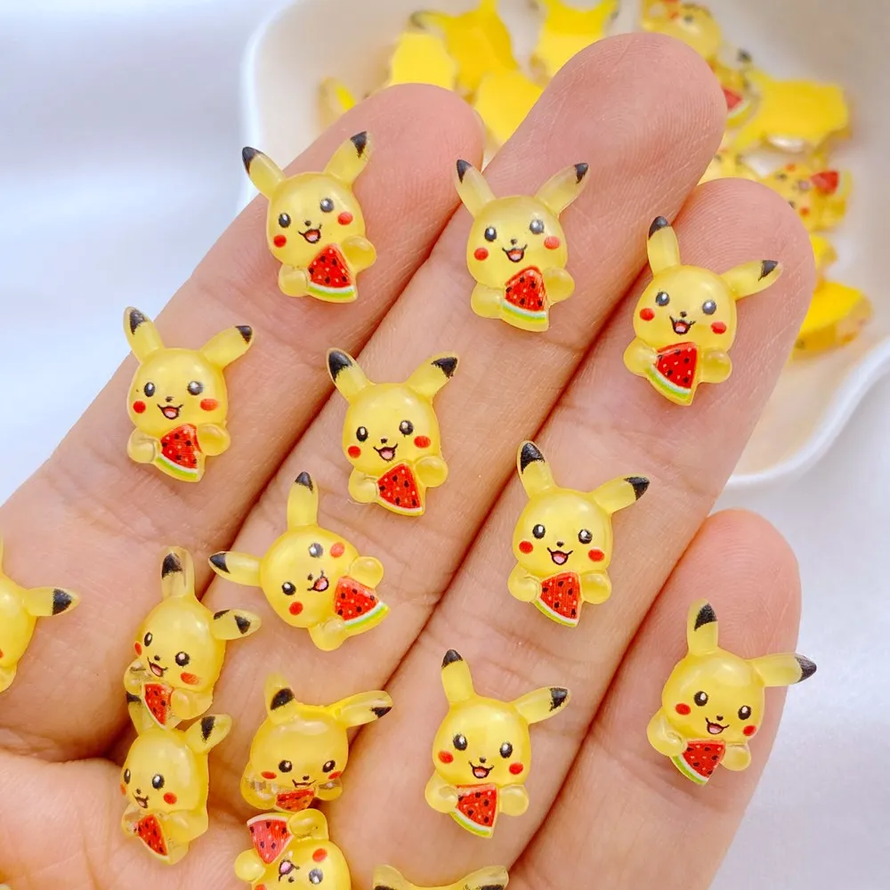 50pcs Resin Cartoon Pikachu Flatback Crystals Nail Rhinestone Buttons Appliques Wedding DIY Scrapbook Craft Accessories