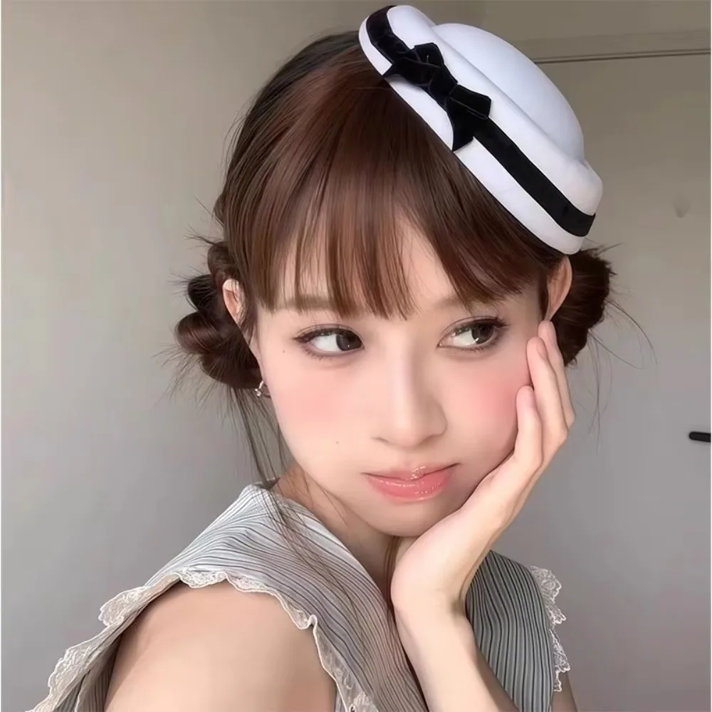 Vintage Hepburn Fedoras Hat Dome Lolita Bow Beret Sailor Hat Hat Decoration Hairband Hairclip Beret Dance Show Headwear