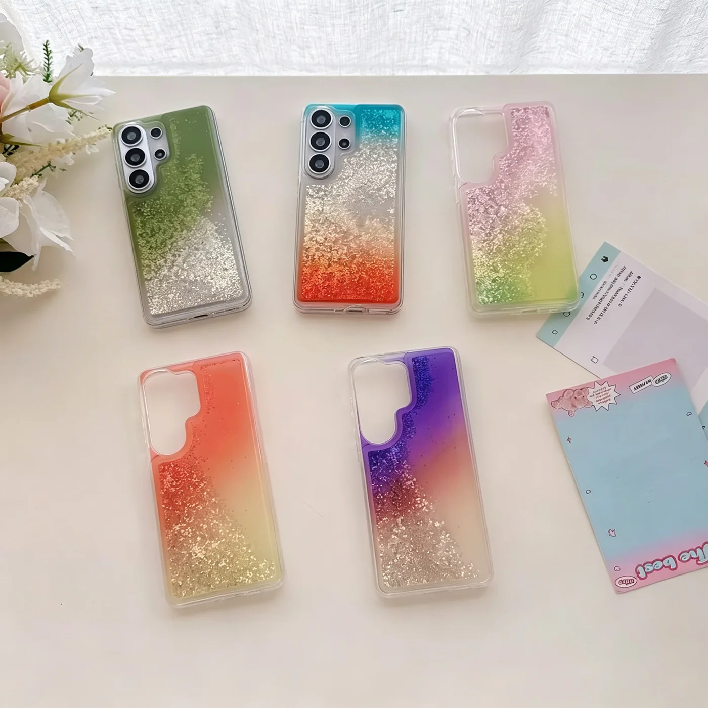 S26 Ultra Case Grident Color Glitter Liquid Bling Cover For Samsung S25 Plus S24 Quicksand Floating Shockproof Phone Capa Funda
