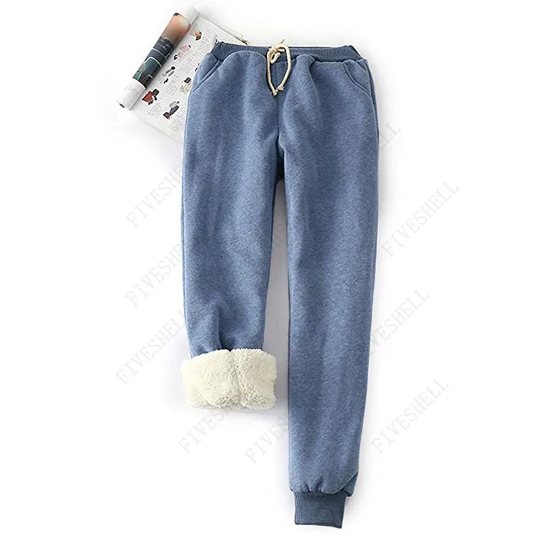 Plus Size S-5XL Women's Autumn Winter Warm Sherpa Lined Athletic Sweatpants Joggers Fleece Pants 9 Colors