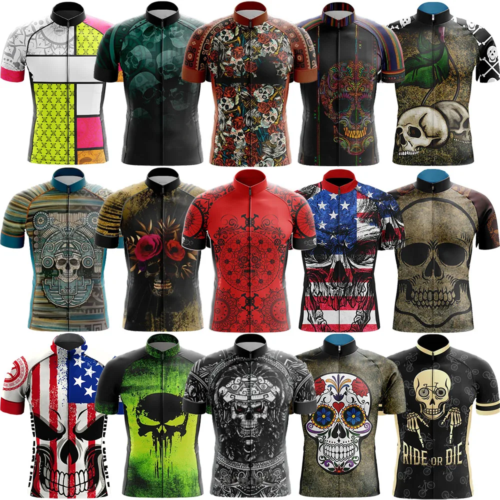 2023 NEW SKULL Cycling Jersey MTB Maillot Bike Shirt Downhill Jersey High Quality Pro Team Tricota Mountain Bicycle Clothing