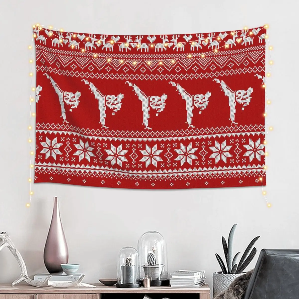 Karate Ugly Christmas Sweater Tapestry Art Wall Hanging Aesthetic Home Decor Tapestries for Living Room Bedroom Dorm Room