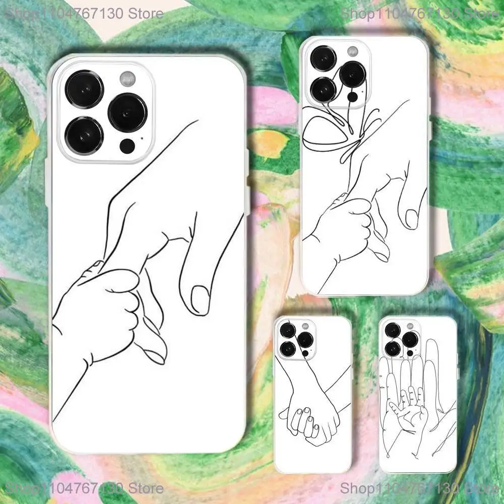 

Mom Daughter Son Dad Hold Hand Phone Case For iPhone 16,15,14,13,12,11 Plus,Pro,Max,XR,XS,Plus,E,SE4,Mini Transparent Cover
