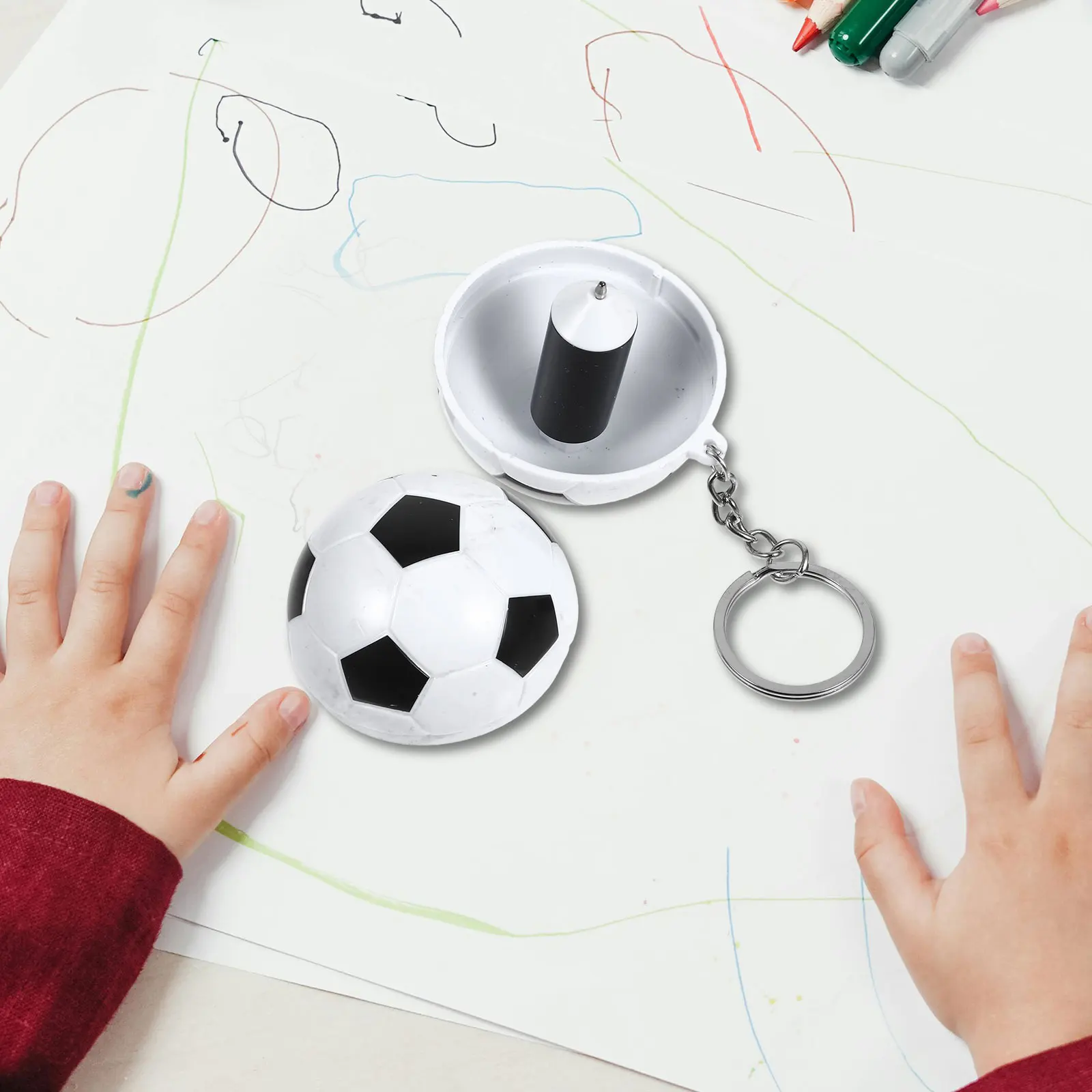 2pcs Football Ballpoint Pen Retractable Keychain Smooth Writing Student Gift Soccer Pen Sports Fans Telescopic