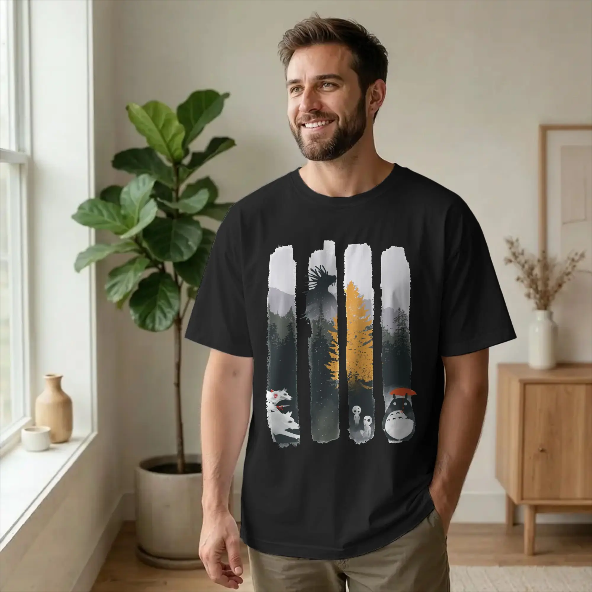 Forest Protectors T Shirts for Men Women Pure Cotton Hipster T-Shirt Round Collar Hayaos Miyazakis Tees Short Sleeve Clothes