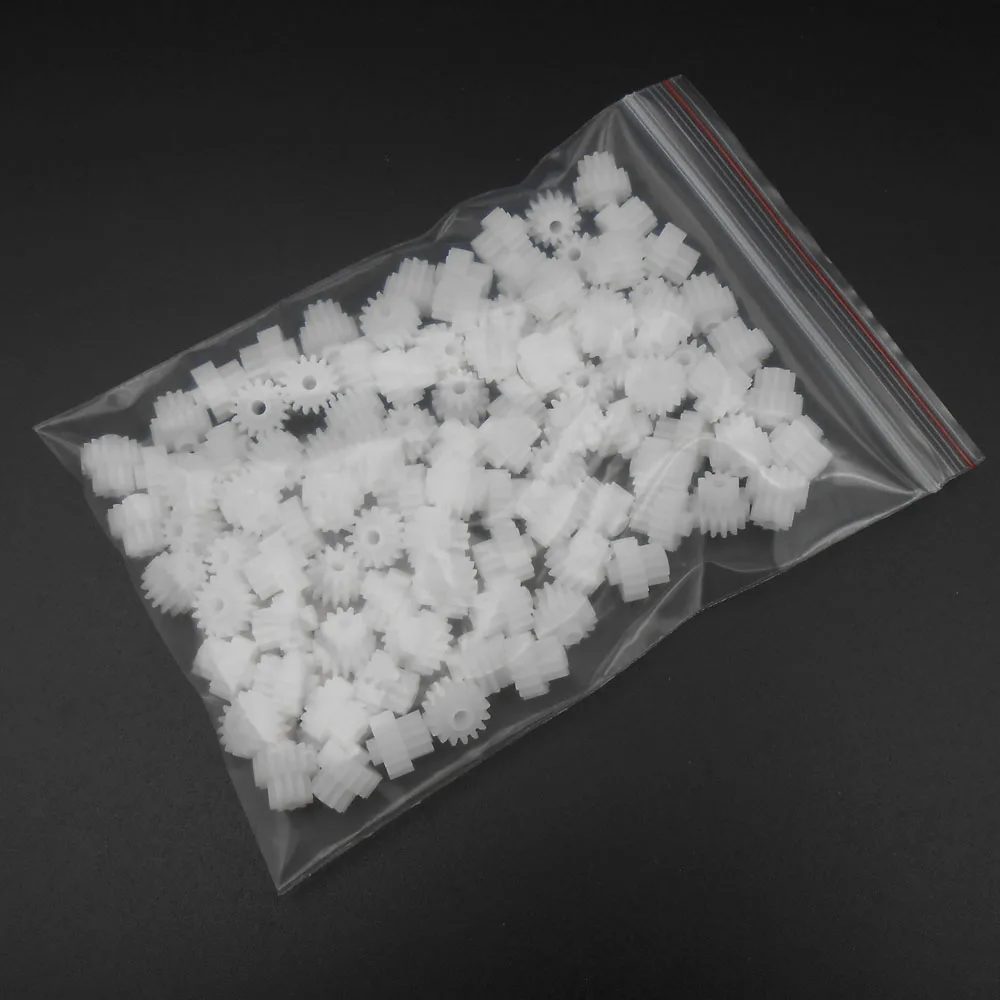 100Pcs/Lot Bilayer 16T/10T 0.5M 16102B Plastic Double Gear Reduction Gears 2.05MM Shaft Bore Aperture Loose Fit for 2MM Shaft 2B
