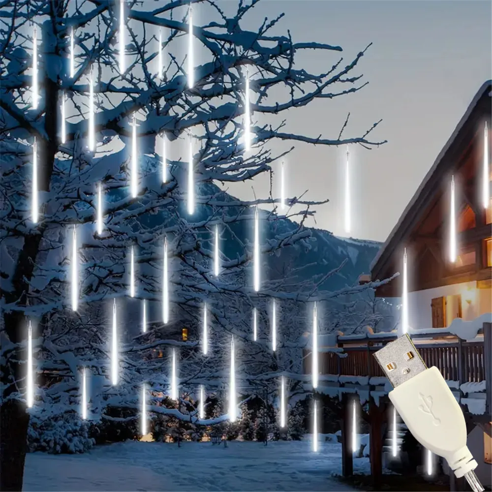 

Светодиодные гирлянды-метеоры USB для праздника Ид Мубарак, 30/50 см, 8 трубок, для декора сада, деревьев, свадеб и вечеринок