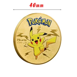 Golden Pokemon Coins Metal Pikachu Collectible Display Golden Pokemon Gold Cards Round Metal Coin Toys Collection Gift