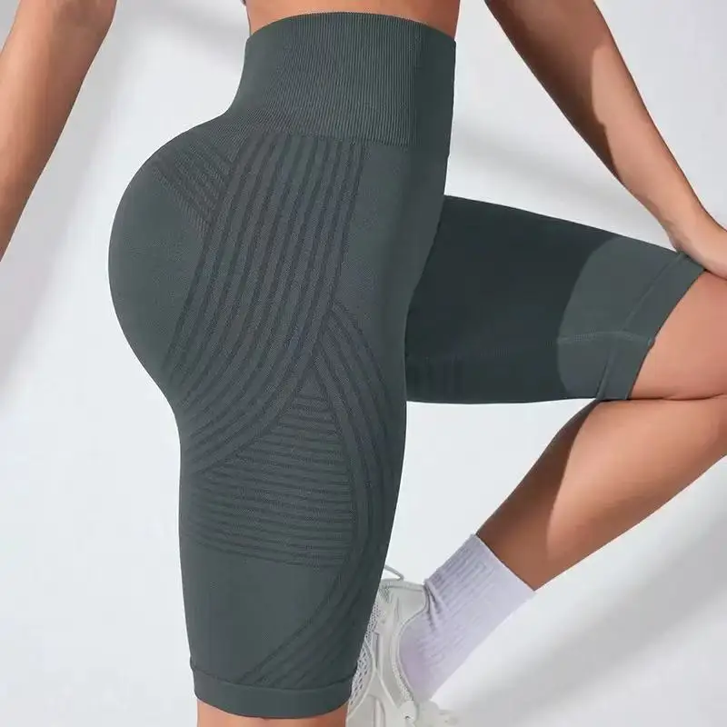 Hochgeschnittene Po-Formende 3D Anti-Cellulite Radlerhose, Bauchkompression 8 Zoll Formende Gym Workout Trainingsshorts – Detail 6