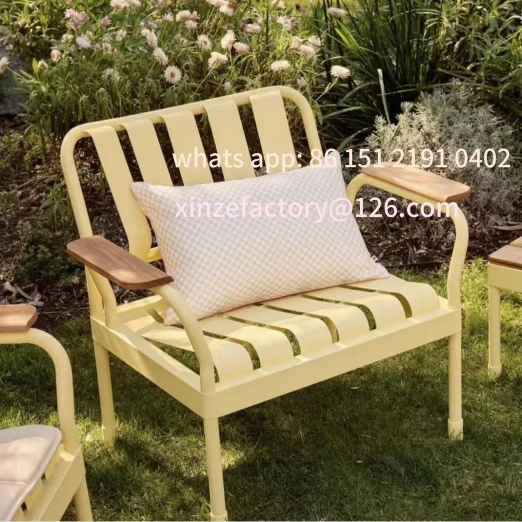 Anpassbare Tische und Stühle aus Metall für den Innenhof, Kunststoff, Holz, wasserdicht, Outdoor-Balkon, Freizeittisch, Stuhlkombination