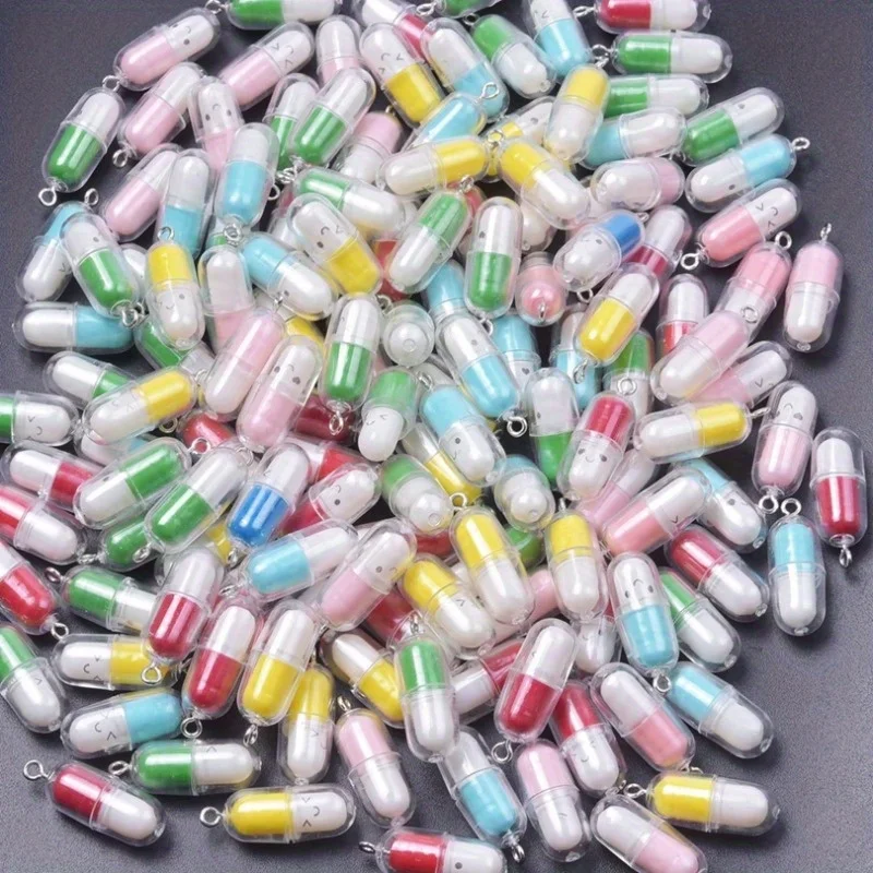 كبسولات وجه جذابة جذابة مبتسمة ، قلادة راتنج ، صناعة مجوهرات ، أقراط سلسلة مفاتيح يدوية الصنع ، ألوان عشوائية ، جديدة ، 10 إكسسوارات